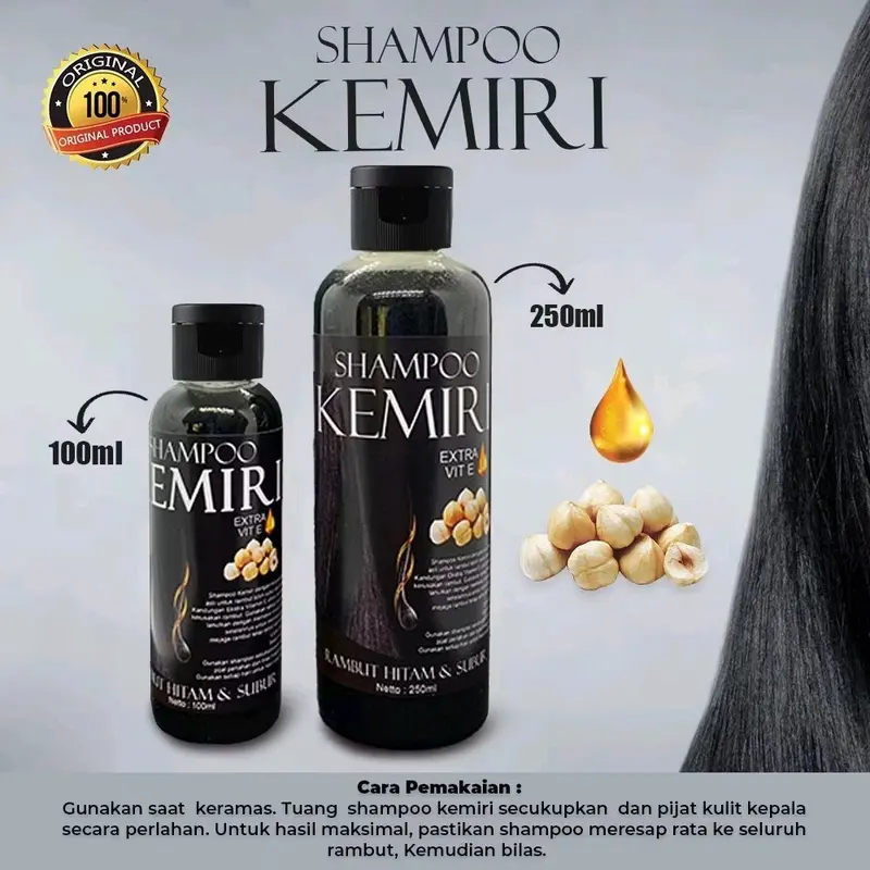 100ml Shampoo Kemiri Hitam Penumbuh Rambut Cepat Penghilang Uban Dan Rontok BPOM 2