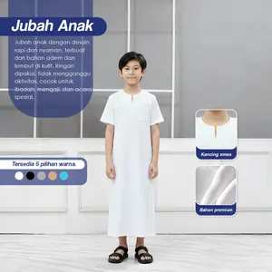 LIVE/COD- Gamis muslim anak pria lengan pendek Baju Koko jubah sederhana