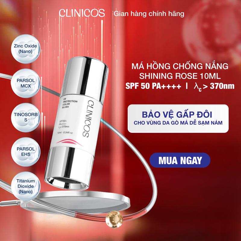  MÁ HỒNG CHỐNG NẮNG CLINICOS UV PROTECTION COLOR BLUSH SPF50+ PA++++ 10ML 