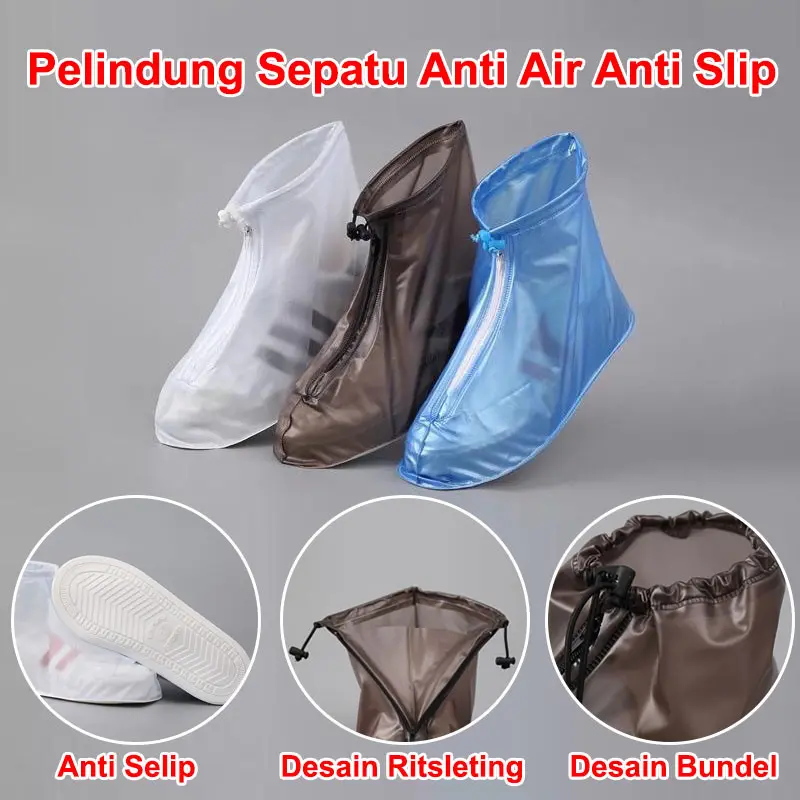 Pelindung Sepatu Anti Air Unisex Tahan Air / Sepatu Bot Hujan Anti Selip / Jas Hujan Sepatu Waterproof / Sepatu Anti Air Rain Cover / Cover Sepatu