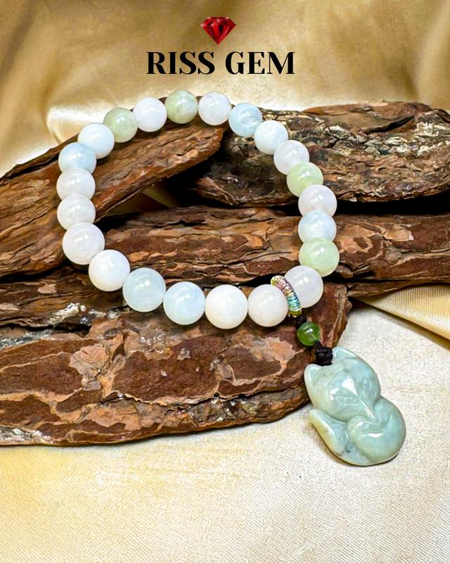 Vòng Tay Đá Cẩm Thạch Kết Hợp Charm Hồ Ly Đá Mang Nhiều Ý Nghĩa