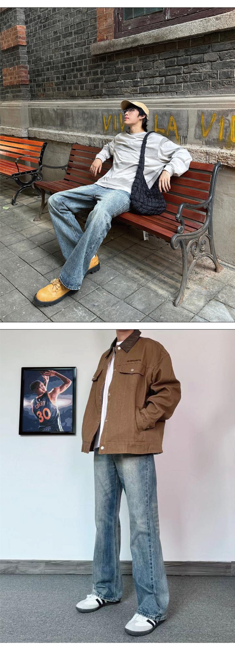 Product Introduction of Quần Thường Ngày Denim Làm Cũ, URSGGON, Phong Cách Cổ Điển Mỹ, Thêu Khâu Ngẫu Nhiên, Ống Loe Siêu Nhỏ Thư Giãn, Dành Cho Nam Và Nữ, Rằn Ri Hoàng Hôn, URS-UG3003 6