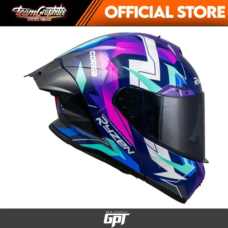 RYZEN HELMET ZX400V V2 XV MODULAR dual visor w/ aggressive spoiler