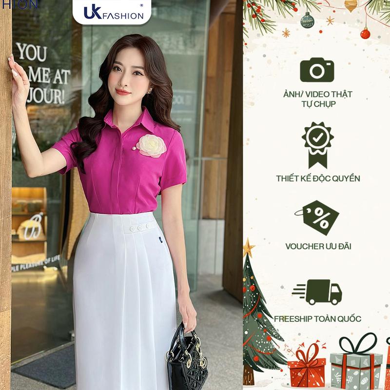 Áo Sơ Mi Basic Công Sở Nữ UK Fashion Thiết Kế Cổ Đức Ngắn Tay Thanh Lịch NKSM2011007