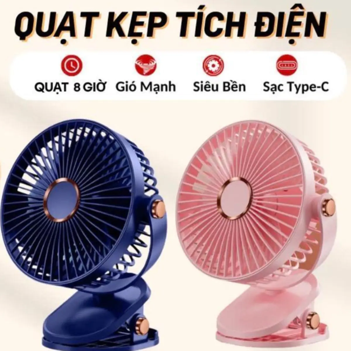 [ Bán Chạy ] Quạt Kẹp Mini Để Bàn Tích Điện , Pin Siêu Trâu Sử Dụng 6-8 Tiếng Xoay 720 Độ Tặng Kèm Dây Sạc Usb
