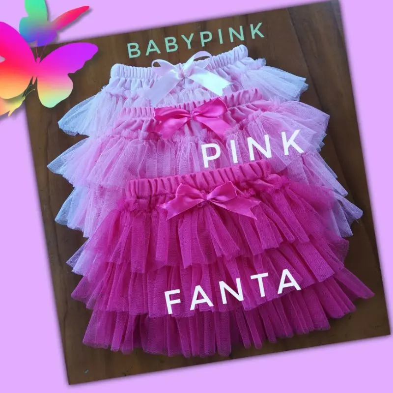 Rok Tutu Bayi 3 Susun Usia 0-9 Bulan Tile dan Kaos Furing - Pilihan Warna Luas