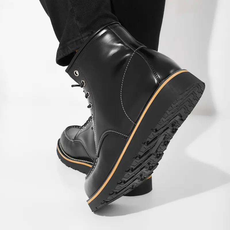BEINWICKEL Sepatu Boots Pria - Moc Toe Boots Black 5