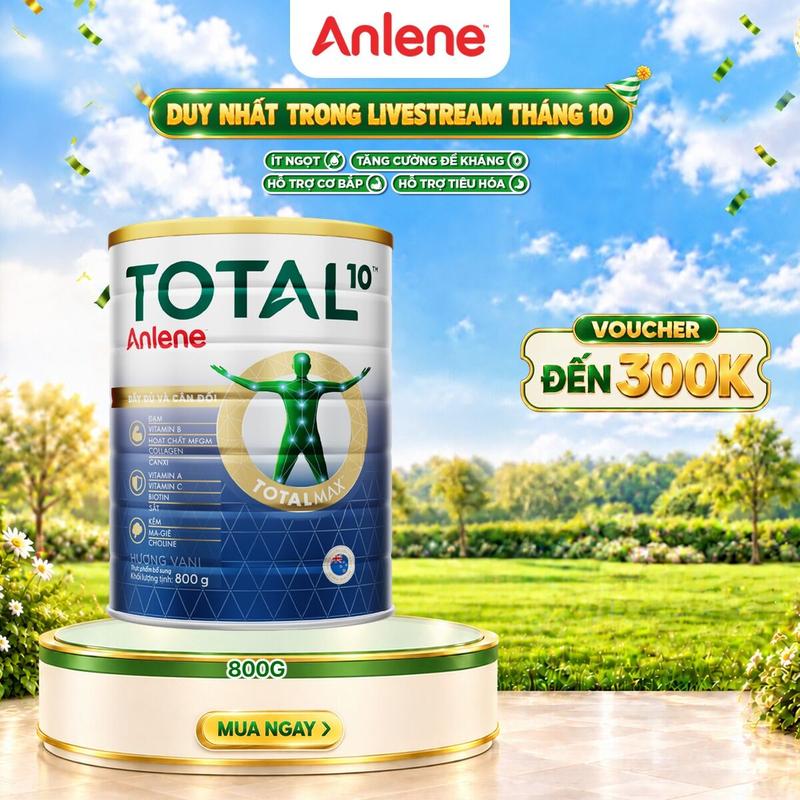 Sữa Bột Total 10 lon 800G dinh dưỡng đầy đủ và cân đối cho người lớn tuổi