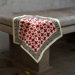 DOPE.inc Slayer Bandana Merah Motif Kotak-Kotak Paisley Syal Aksesoris Fashion Unik dan Elegan untuk Gaya Anda