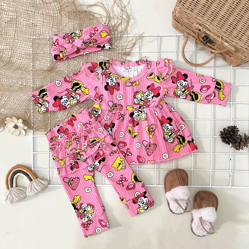 NCC- Usia New Born - 18 bulan Setelan Panjang Baby Perempuan ISVARA Free Headband Oneset Baju lengan panjang bayi Cewek Katun Bunga 3