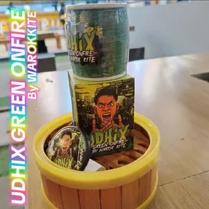 Gelasan UDHIX Warna Hijau Original Onfire by Warokkite Produk kemasan Baru  free box,gantungan,pelindung jari stiker keren
