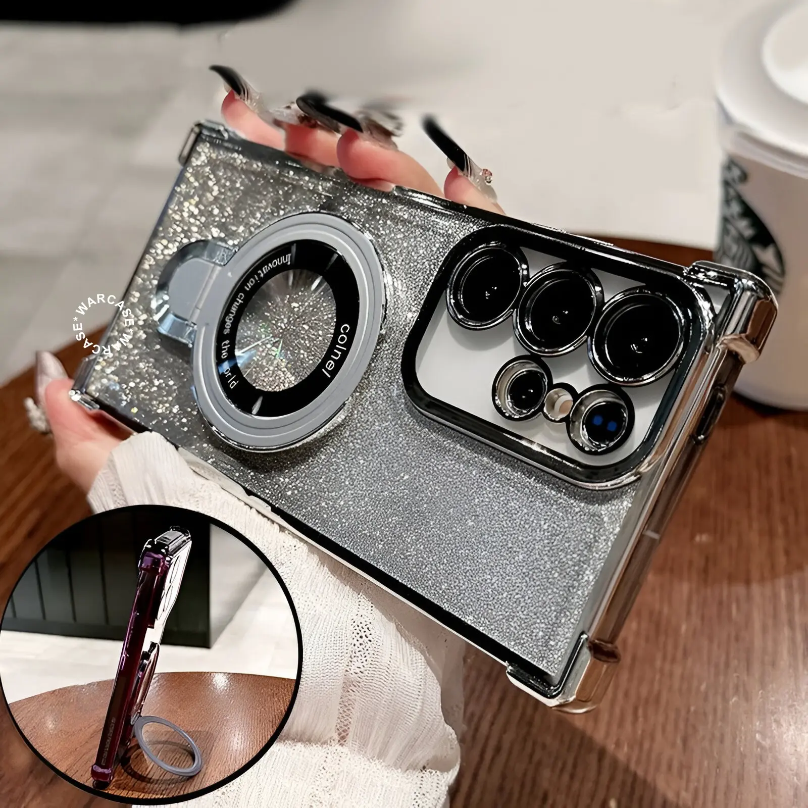 New! Case Luxury Glitter Plating Shockproof With Standable Magsaf* - Softcase/ Casing Hp compatible for Sam A34 A35 A54 A55 S23 S24 S25 FE Plus S25 Ultra 2 in 1 Looks with Bracket Full Cover Protection Casing Pelindung Handphone SAM16