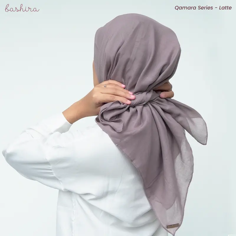 Bashira Hijab - Qamara Series - Latte (Hijab Polos Segi Empat - Paris Premium) 1