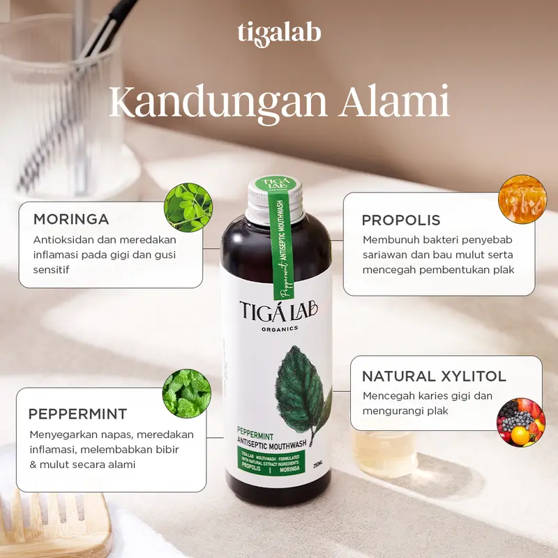 Tiga Lab Organics Antiseptic Mouthwash - Peppermint 250 Ml 2