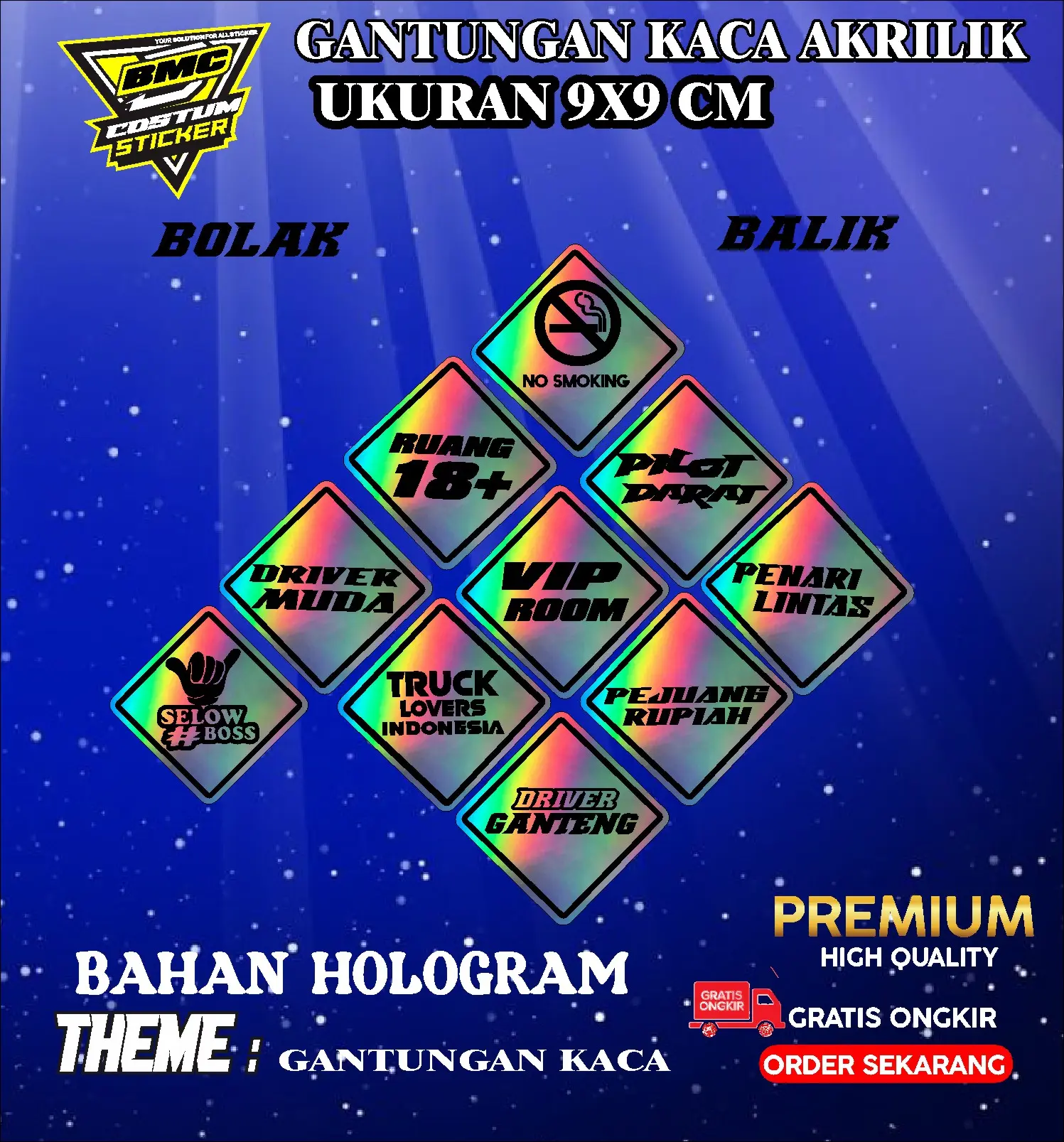 gantungan kaca akrilik/variasi gantungan kaca mobil