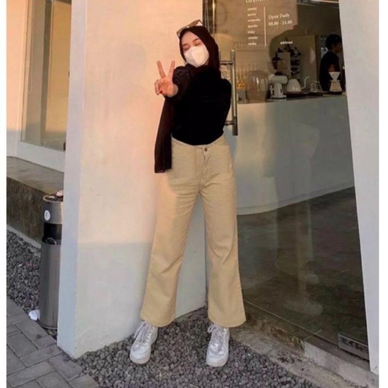 Kulot linen highwaist kulot linen SEOUL kulot wanita celana wanita kekinian korean style 5