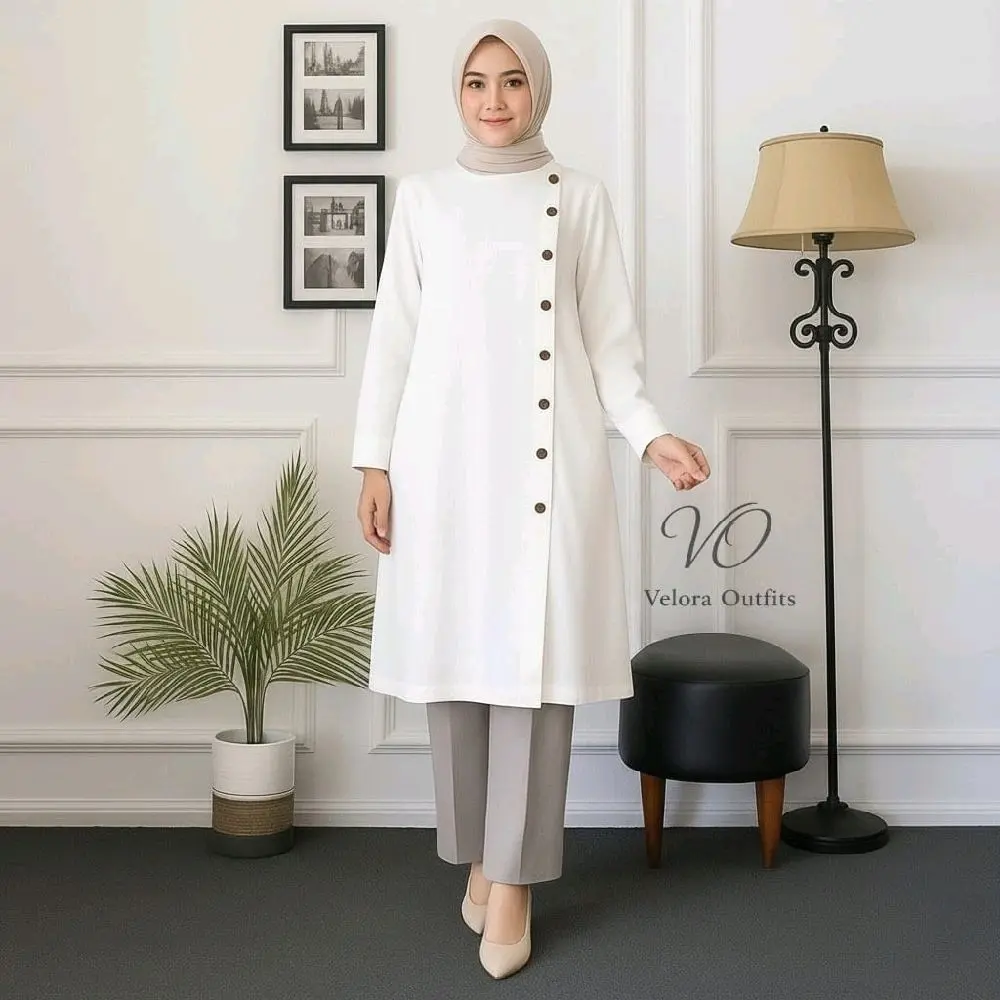 Tunik Lebaran 2026 Asmirandah Kekinian Cantik Elegan Casual Trend Masa Kini Adem Nyaman Polos - Crinckle Airflow Premium