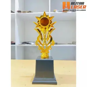Piala Murah Model Bintang Piala Emas Plastik Kejuaraan Murah Tinggi 30 cm Free Tulisan