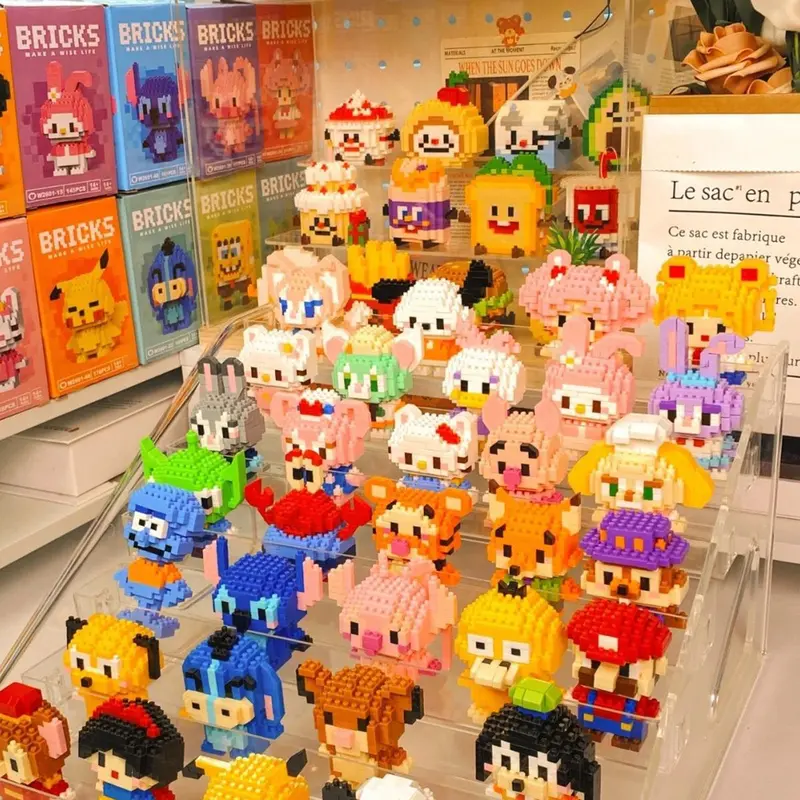 Nano Block Model Edukasi Anak Bricks Mini Karakter Kartun Mainan Balok Building Blocks DIY hadiah mainan peralatan makan kartun pendidikan lucu 0