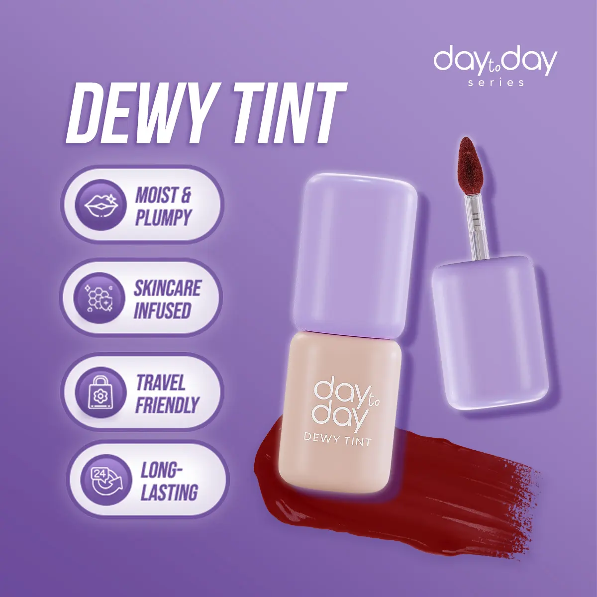 Implora Day to Day Series Dewy Tint - Lip Tint Ringan Pigmented dan Tahan Lama