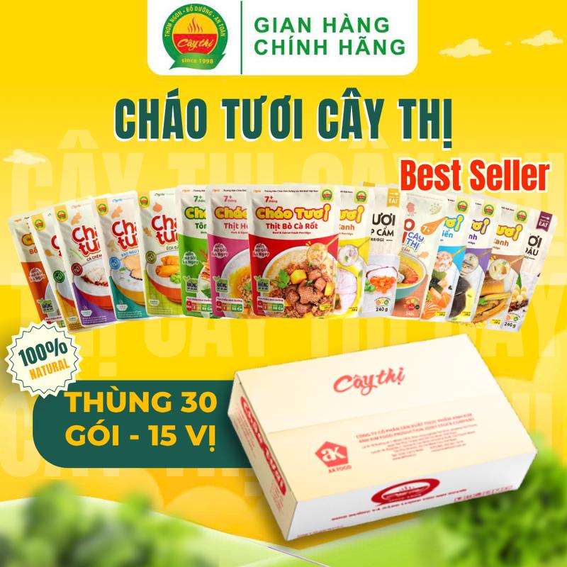  Thùng 30 Gói 15 Vị Cháo Tươi Cây Thị Mỗi Vị 2 Gói Cháo Tươi Ăn Liền Cung Cấp Đủ Dinh Dưỡng Cần Thiết 