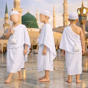 Baju Ihram Manasik Haji Anak Tk Laki -Laki Instan | Ihram Instan Anak TK Pinggang Karet Nyaman Katun Putih Muslim