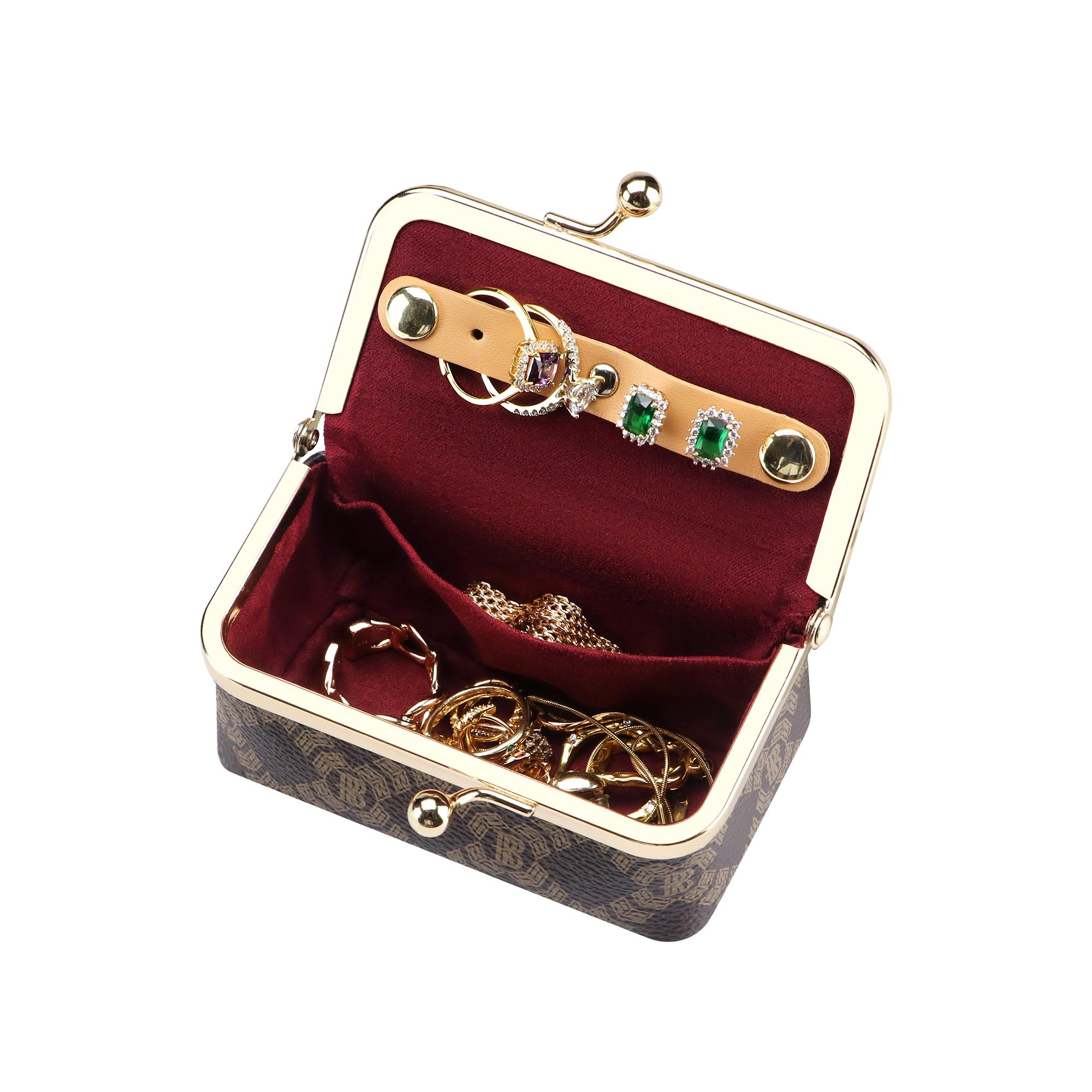 Royal Bagger Kotak Perhiasan Wanita – Tempat Mini untuk Cincin, Kalung & Anting, Kanvas Dilapisi & Kulit Sapi Samak Nabati dengan Dompet Koin Kiss Lock Royal Bagger Kotak Perhiasan Wanita – Tempat Mini untuk Cincin, Kalung & Anting, Kanvas Dilapisi & Kulit Sapi Samak Nabati dengan Dompet Koin Kiss Lock