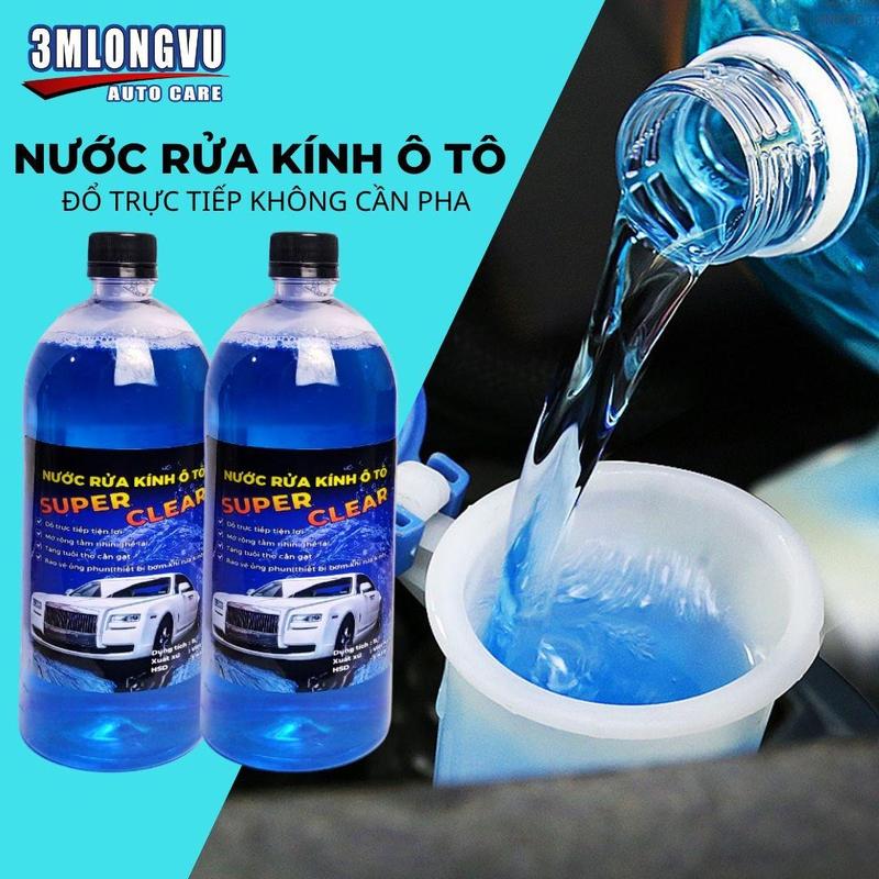Nước Rửa Kính Ô Tô SUPER CLEAR 1 Lít Không Đóng Cặn Hạn Chế Cặn Canxi Tăng Tuổi Thọ Cần Gạt Mưa Bảo Vệ Ống Phun Thiết Bị Bơm Rửa Kính