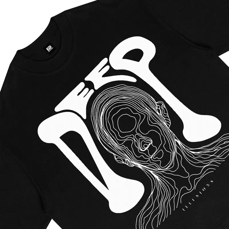 GlamGoddes Fit Kaos Oversized Tshirt Deep Illusions Black Pria Wanita Cotton 24s 230gsm 1