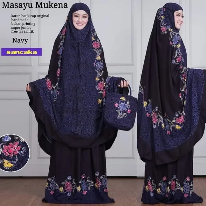 Mukena JUMBO dewasa batik cap Rayon wanita telekung murah