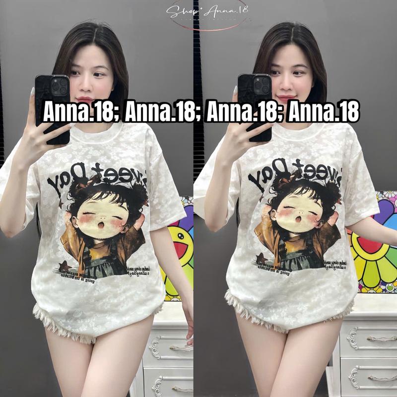 Áo Phông Ren Giấy Form Rộng Cô Gái  (ÁO REN_ HÌNH IN _ BÉ GÁI _ SWEET_ DAY    ) FORM RỘNG DƯỚI 70 KG