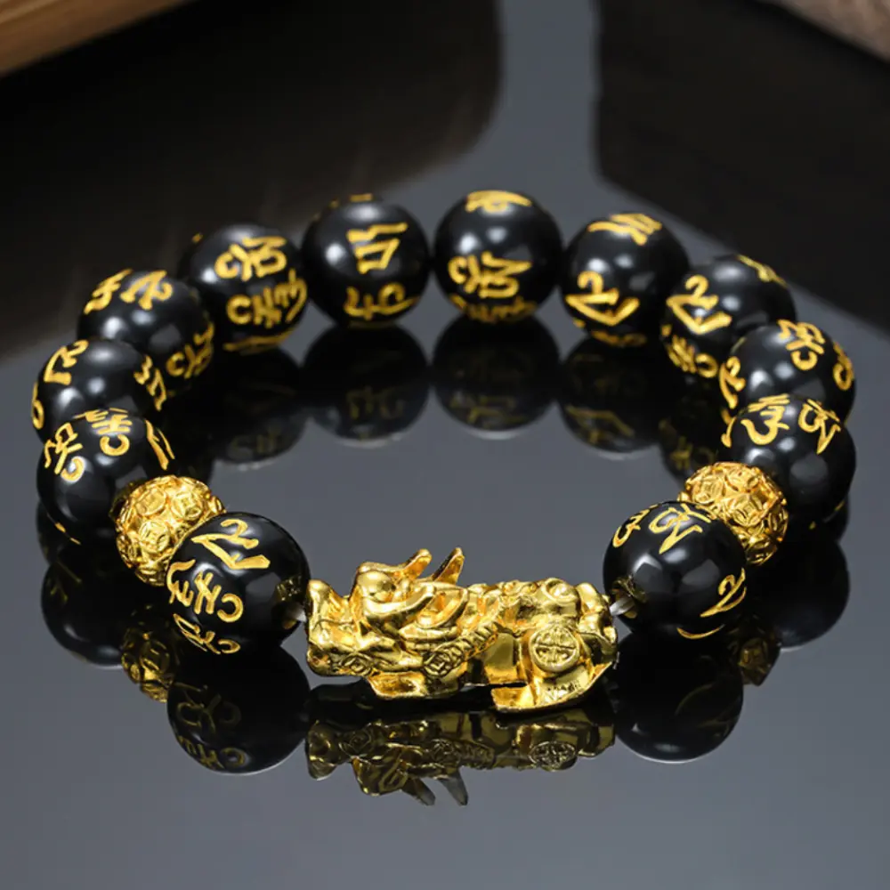 Vòng Tay Pi Xiu, Phong Thủy, Dành Cho Nam Giới, Hạt Cầu Nguyện May Mắn, Đen Obsidian, Vòng Tay Tài Lộc, Hạt May Mắn, Thích Hợp Cho Phật, Unisex, Dây Đeo Cổ Tay, Đàn Hồi Có Thể Điều Chỉnh, Có Tùy Chọn 8-14mm