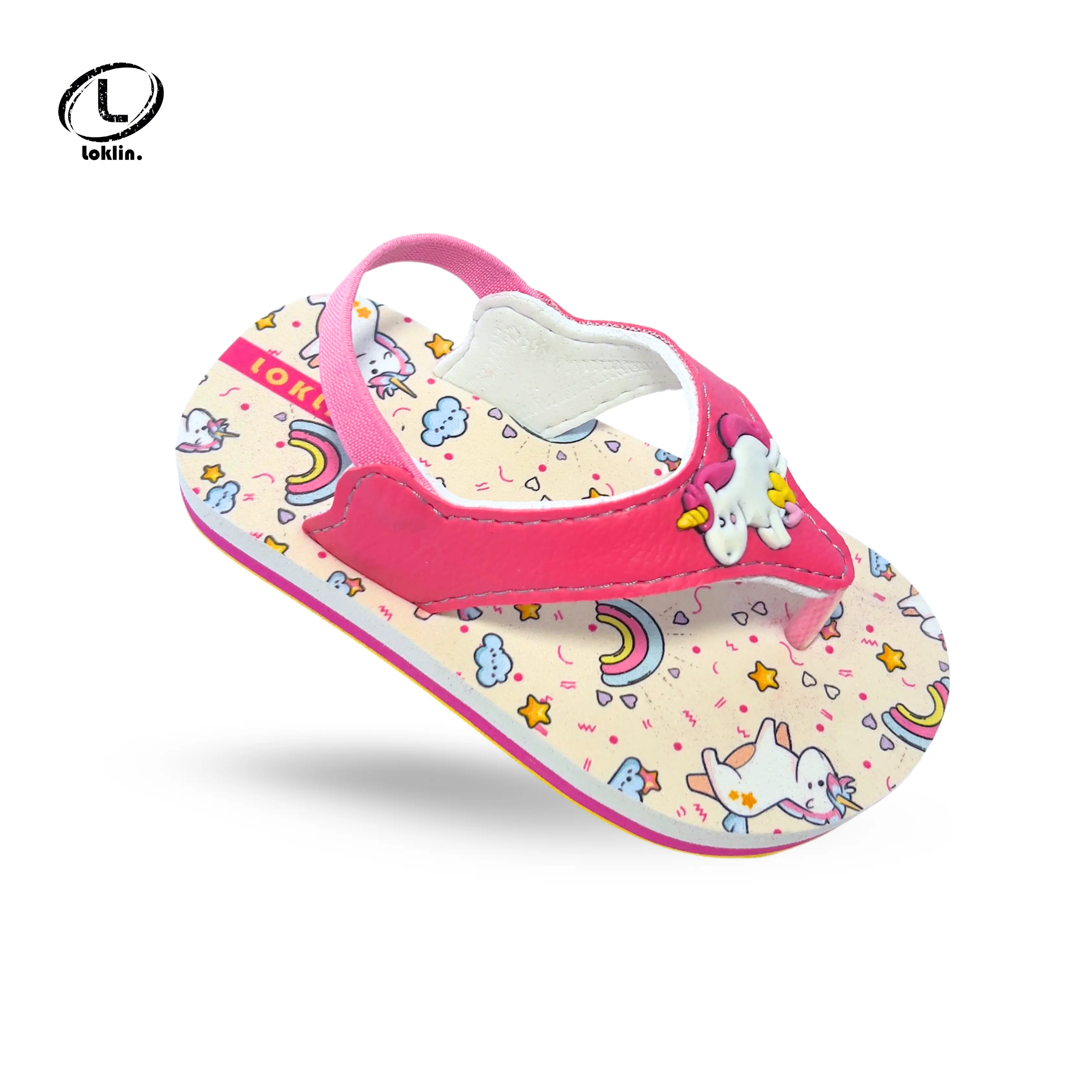 Loklin Sandal Jepit Anak Perempuan Sendal Bayi Flip Flop Rainbow Unicorn