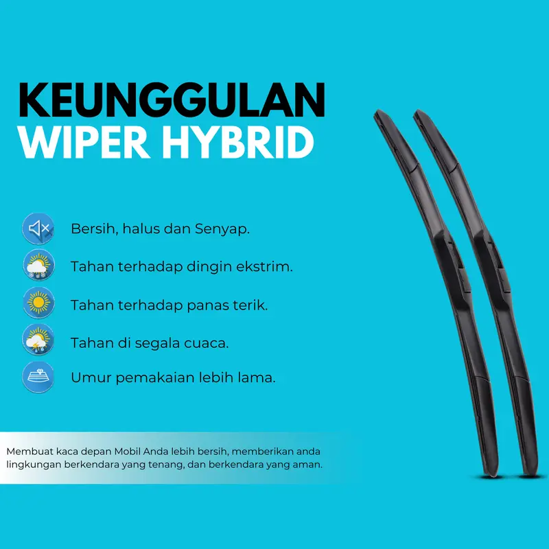 Wiper Mobil hybrid Blade Universal 1 Set Kiri dan Kanan Pembersih Kaca Depan 4