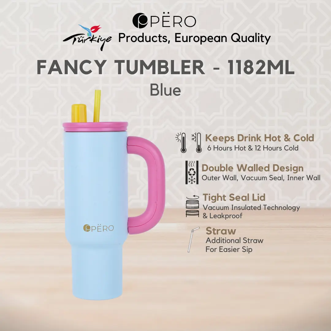 [Exclusive Jordi Onsu] READY STOCK Pero Fancy Tumbler Permos 1182ML with Handle / Botol Minum Tumbler Vakum Anti Panas dan Dingin 1182ML