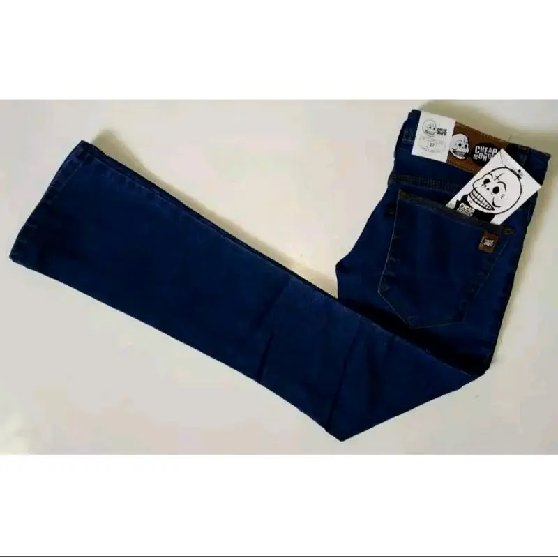 Men's Jeans Cutbray Pria Model Komprang Thn 90an Bahan denim Dewasa Hitam Celana Panjang 4