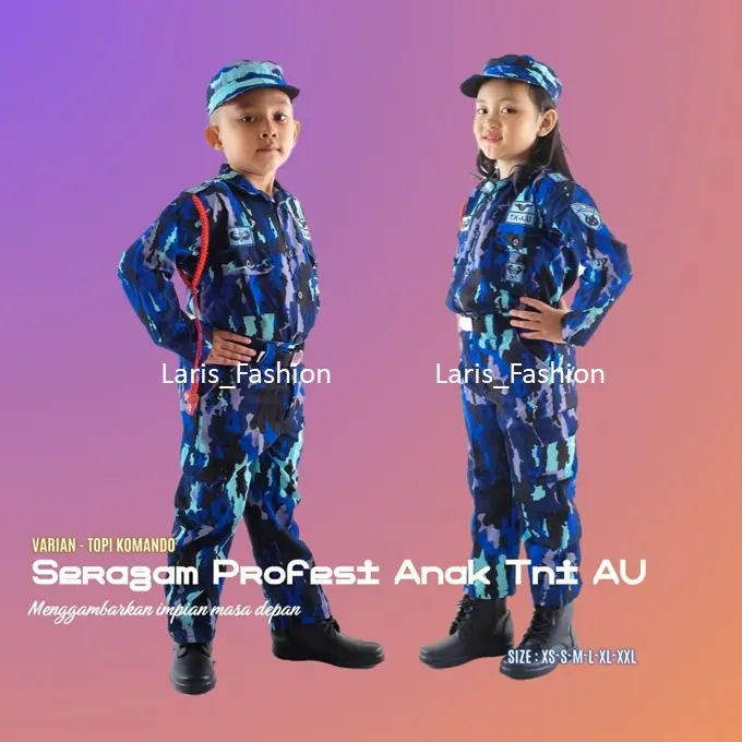 BAJU SERAGAM TNI AU ANAK LAKI LAKI PEREMPUAN ANGKATAN UDARA ARMY COWOK CEWEK KOSTUM PROFESI ANAK SERAGAM KARNAVAL 17 AGUSTUS PROFESI TENTARA KOSTUM CILIK POCIL MURAH 2
