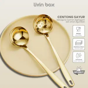 Gold Stainless Soup Ladle Strainer Centong Sup Sendok Kuah Saringan HotPot Warna Emas
