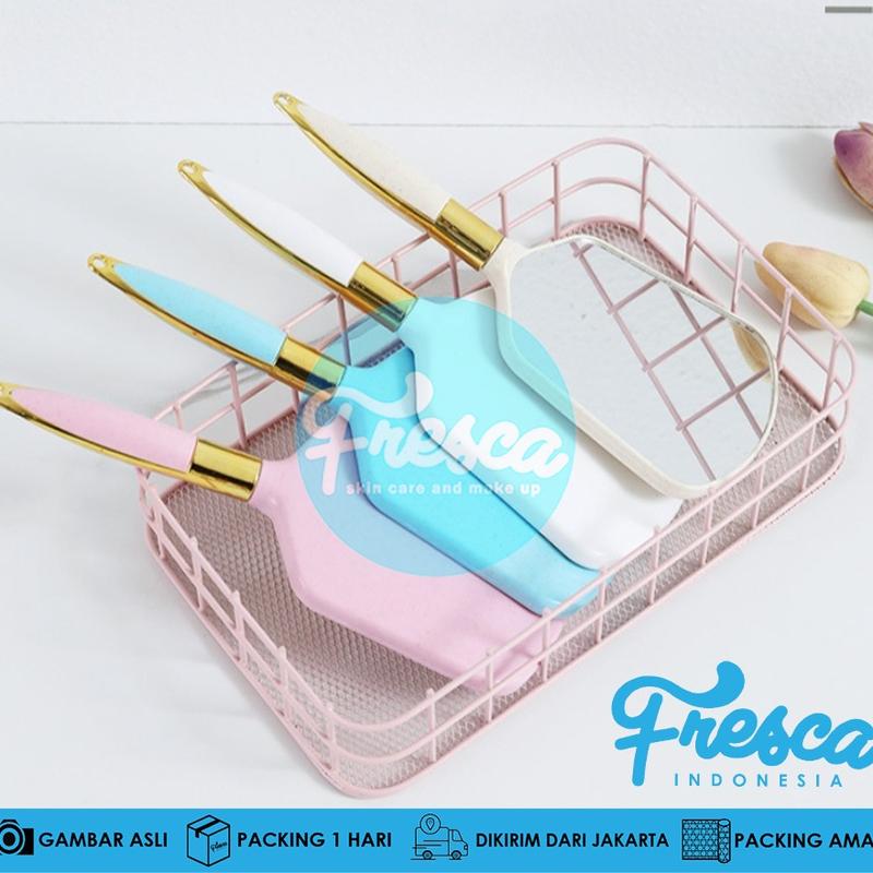 Kaca Mirror Aesthetic Cantik Eyelash / Kaca Rias / Kaca Make Up / Mirror Meja Gagang Pastel Astetik  Warna Aesthetic Pastel 0
