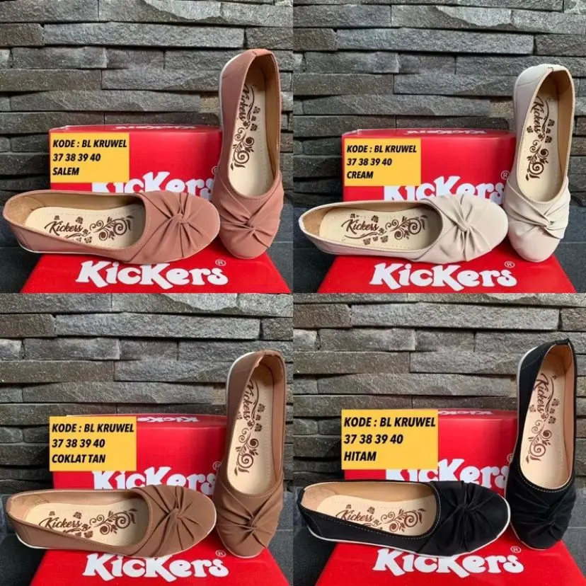 SEPATU FLATSHOES WANITA HITAM POLOS ELEGAN KEKINIAN KRUWEL