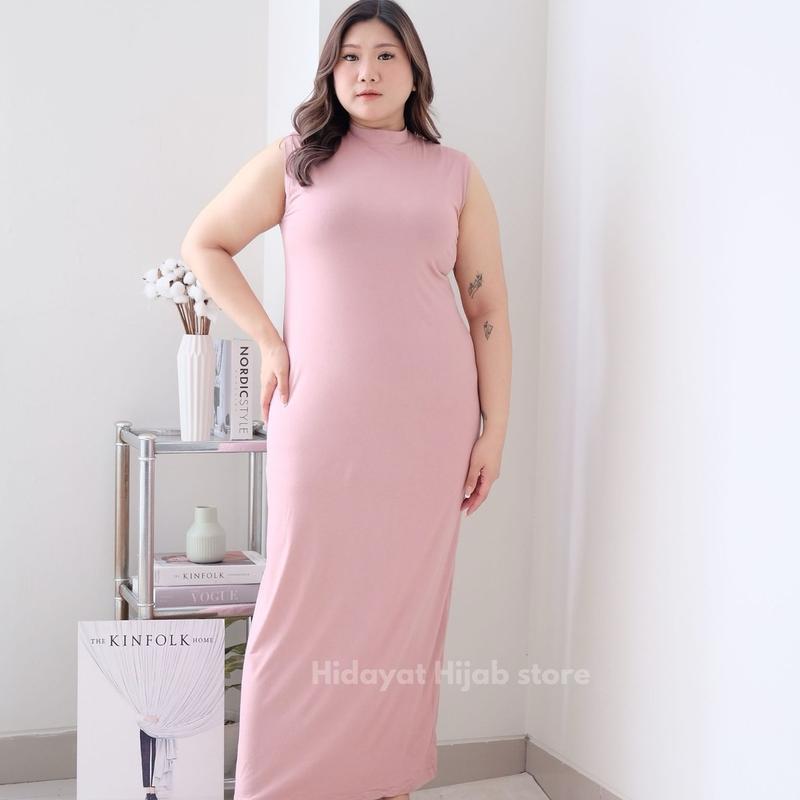 Manset Dress Buntung Kaos/Gamis Tanpa Lengan Kaos Rayon Baju Fit Panjang Melar Standar 1