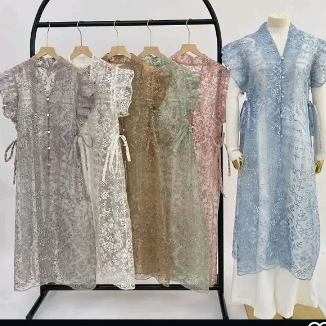 outer long cardi brokat kekinian viral style mode terbaru variasi kancing depan dan tali samping 1