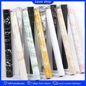 Wallpaper stiker motif marmer ukuran permeter Pvc