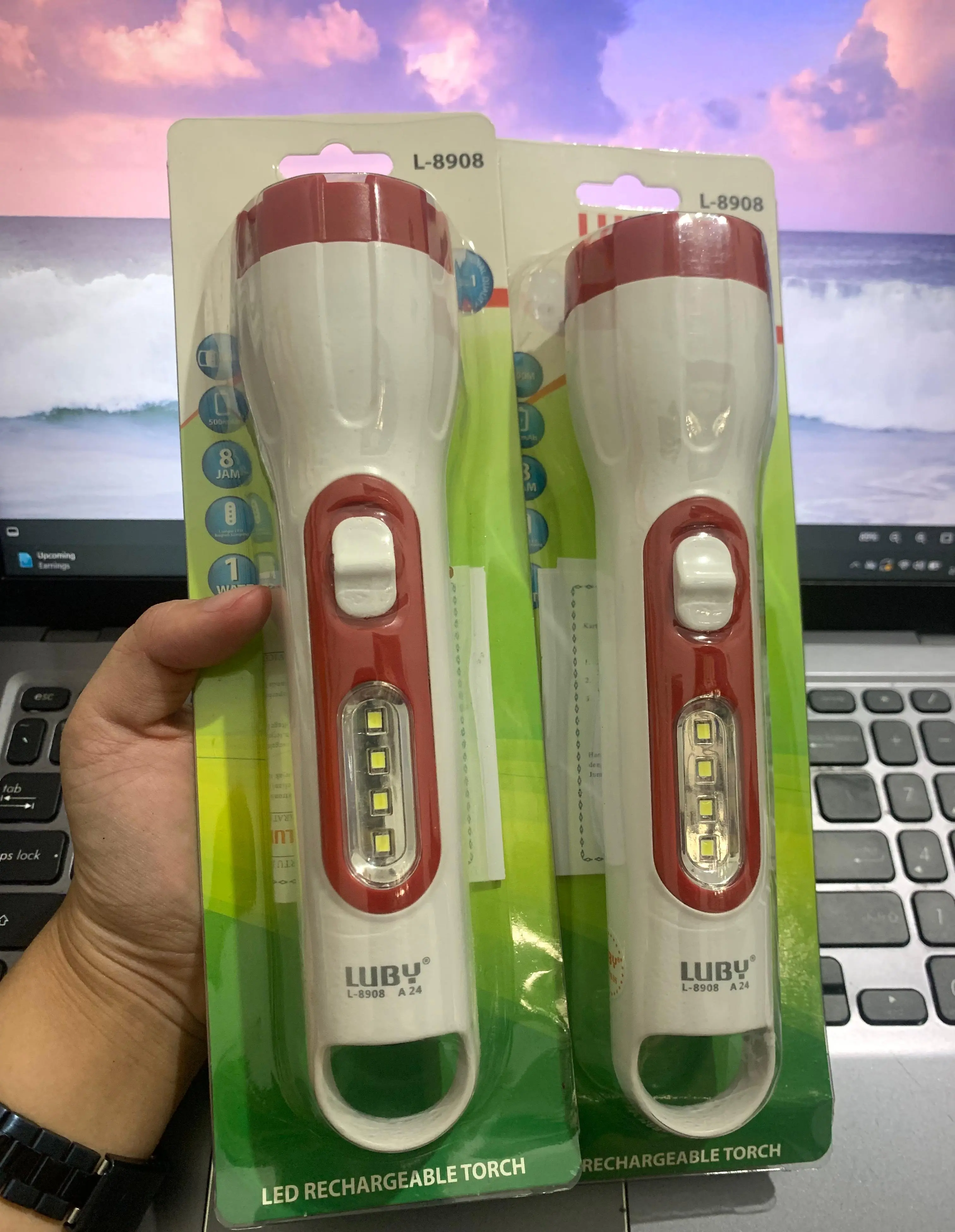 LUBY L-8908 Lampu Senter Emergency LED / Rechargeable Handlight 1 Watt Senter Tangan