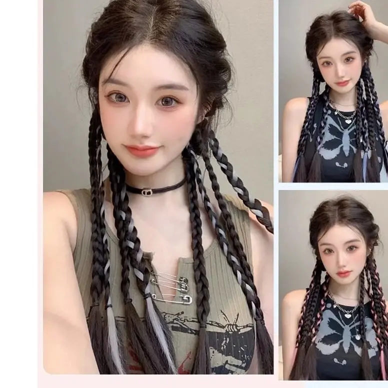 VIRALKAN85 IKAT RAMBUT KEPANG 3 rambut palsu 48cm kepang wig kepang K045