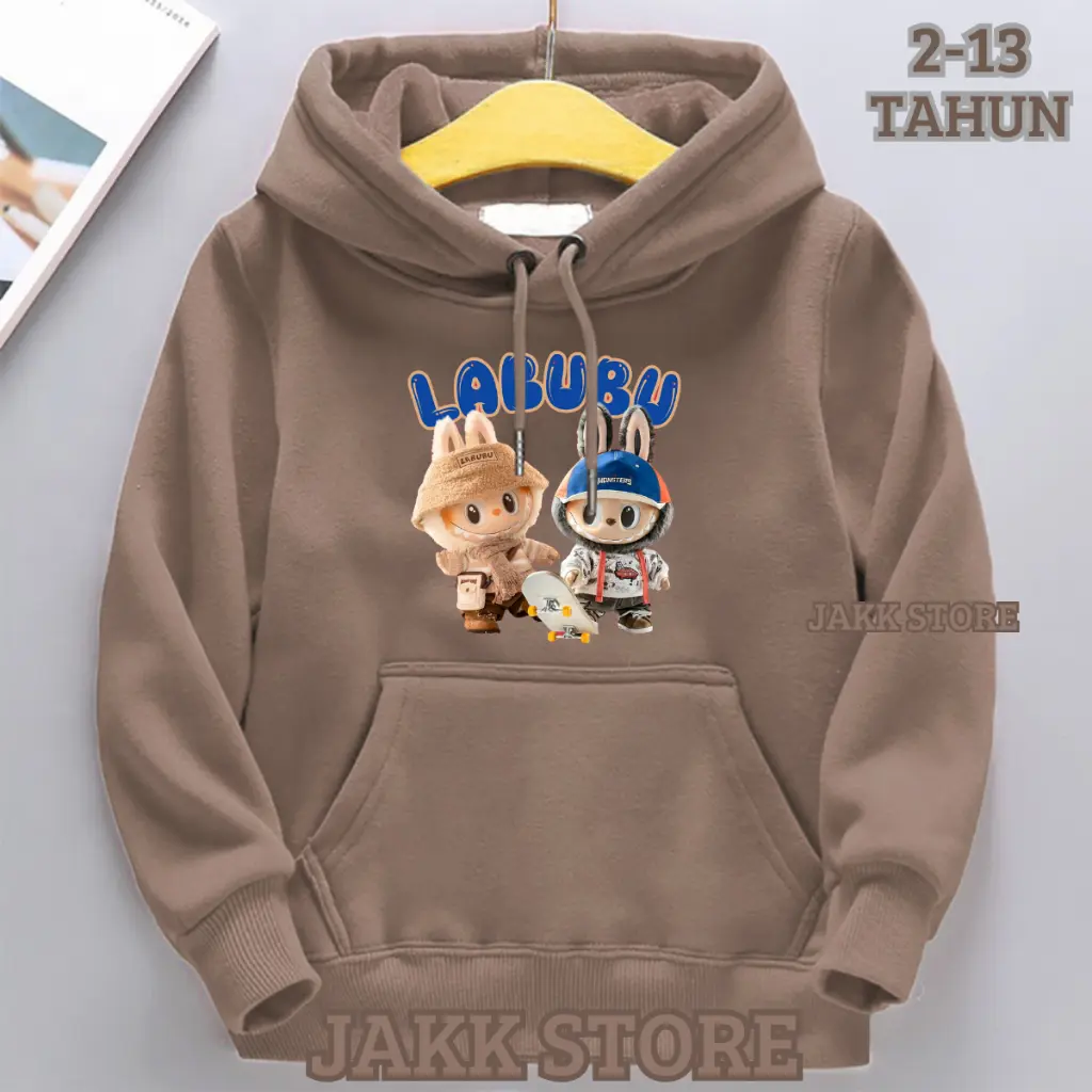 Sweater Hoodie Labubu Anak Laki Laki Perempuan Terbaru Usia 2 3 4 5 6 7 8 9 10 11 12 13 Tahun Jaket Labubu Anak