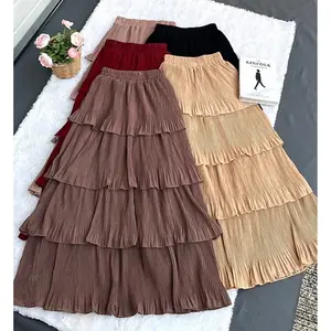 Rok Ceruty 4  Layer / Rok Panjang 4  Layer Ceruty Dewasa Preamium/Rok Wanita Nyaman Pleated Ruffle Cewek