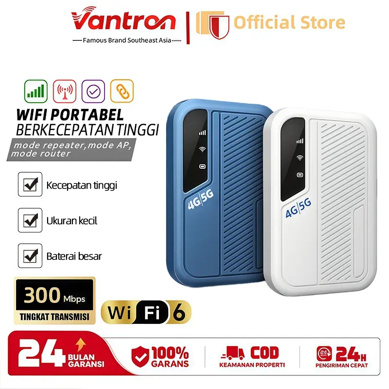 Modem WiFi Portabel 4G/5G LTE M34 | Baterai 3000mAh Tahan 8-10 Jam | Kecepatan 300Mbps | Bisa 10-15 Perangkat | Untuk Kerja, Traveling, Belajar Online