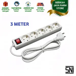 stop kontak Panjang Cable Termurah Berkah Jaya Farm Store 3 Meter SNI Garansi Rusak Pecah Kabel Listrik Berkualitas Elektrik