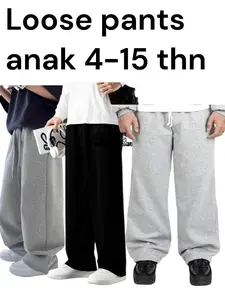Celana Panjang Baggy Pants Sweatpants Jogger Loose Pants Anak laki-laki dan perempuan Unisex usia 4-15 tahun Bahan Fleece Premium